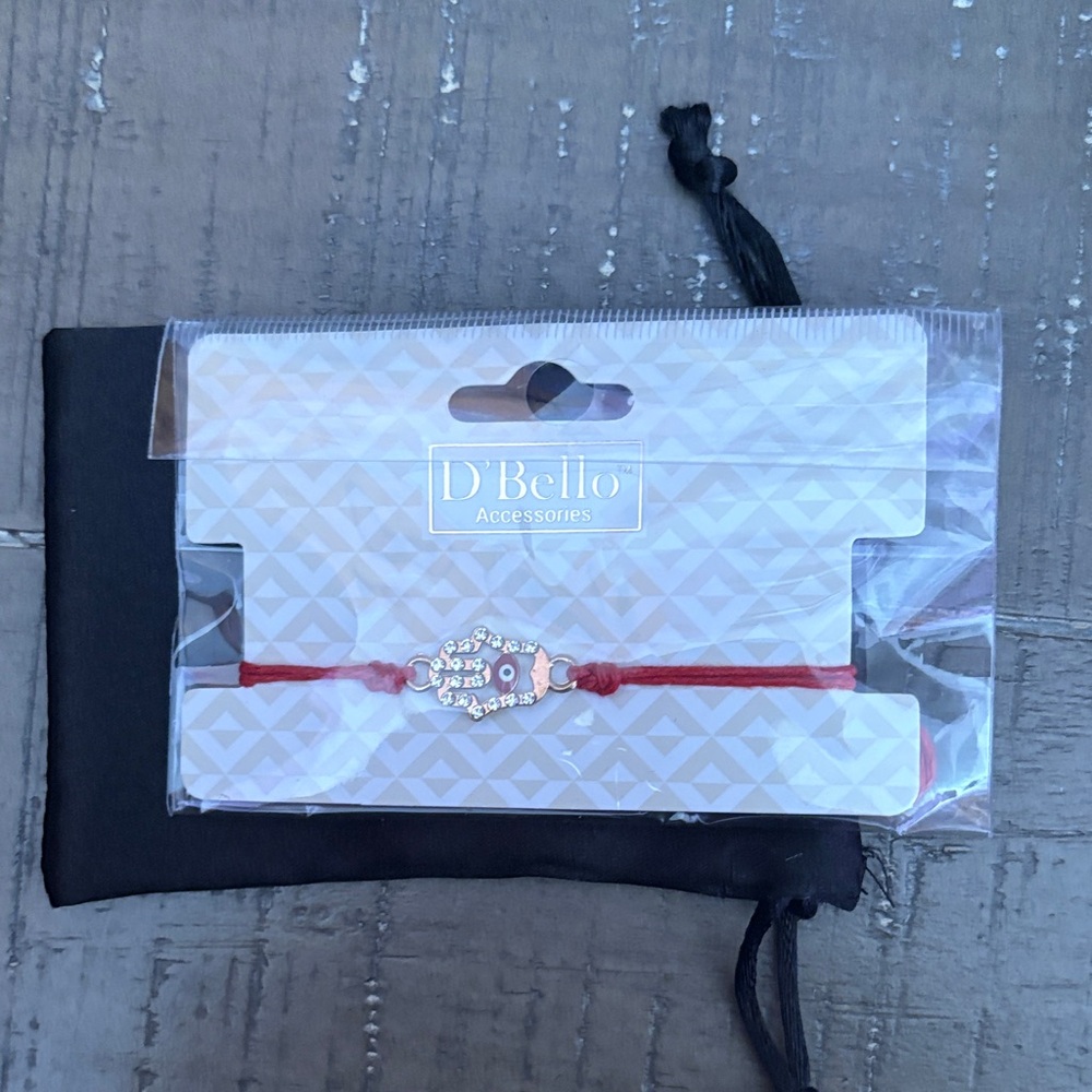 D'Bello Red String Hamsa Bracelet With Jewelry Bag